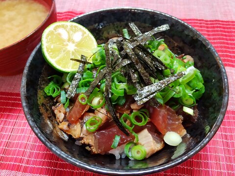 ふるさと納税レシピ♪カツオのたたき丼〜すだち添え